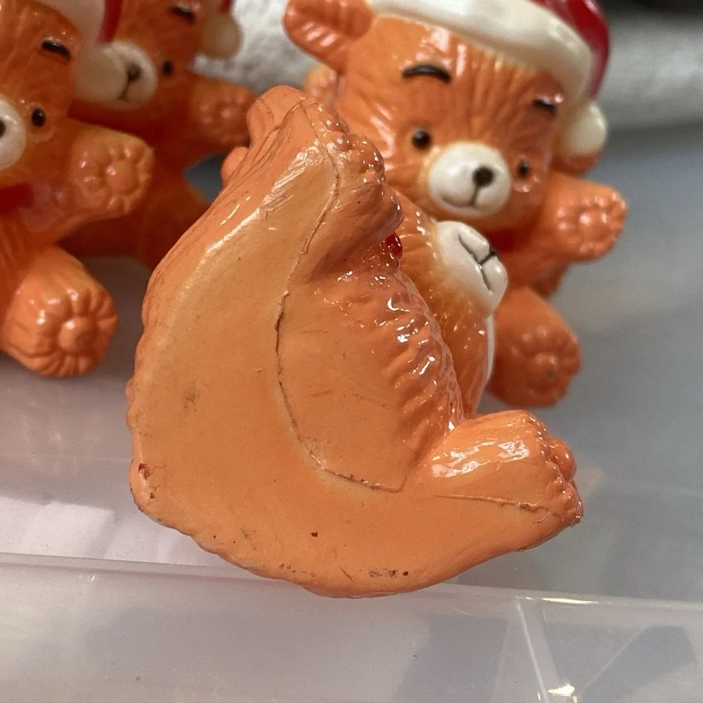 Vintage Christmas Teddy Bear Blow Mold Light Covers 3